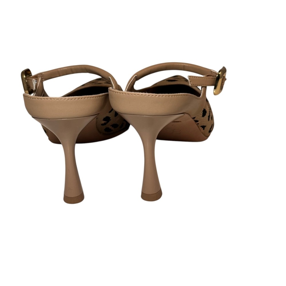 Leopard Knit Pointed Mule with Buckle Detail - Tan/Black - Picture 6 of 8